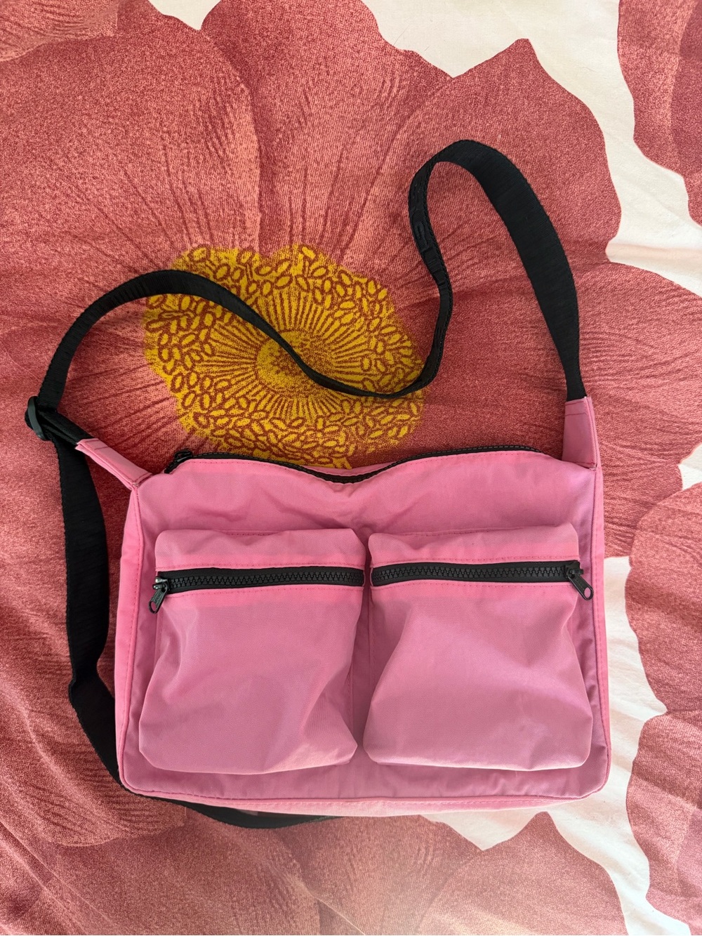 BAGGU Pink Crossbody Bag with Dual Front Pockets
